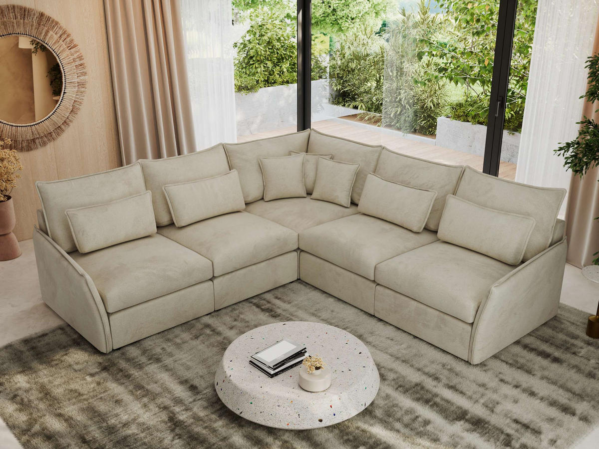ECKSOFA VERSO L Beige Velvet - Beige/Schwarz, Kunststoff/Textil (270/270cm) - MKS