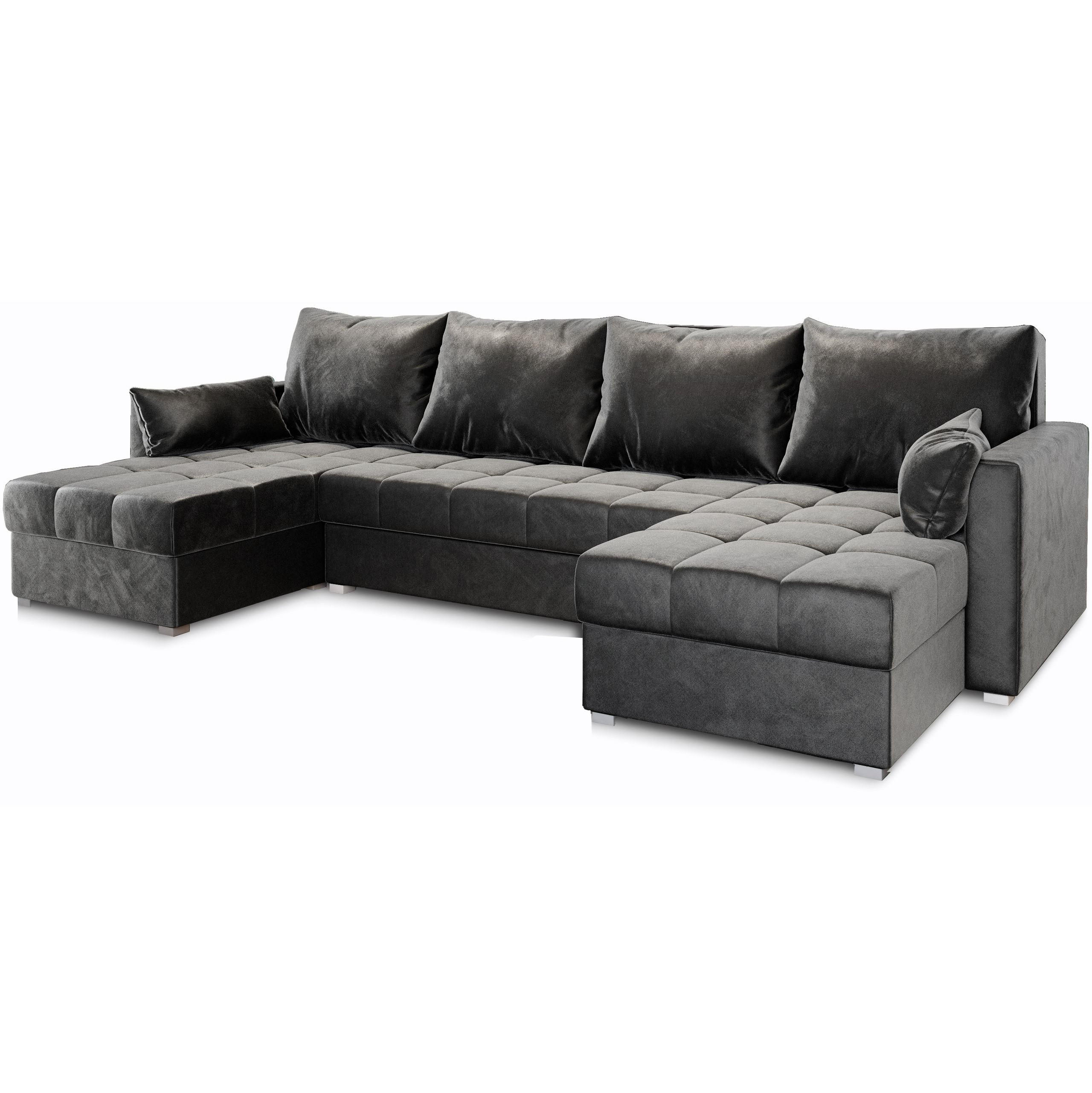 ROHOVÁ SEDAČKA NAKO šedá - šedá, dřevo/textil (285/140cm) - MASSENO