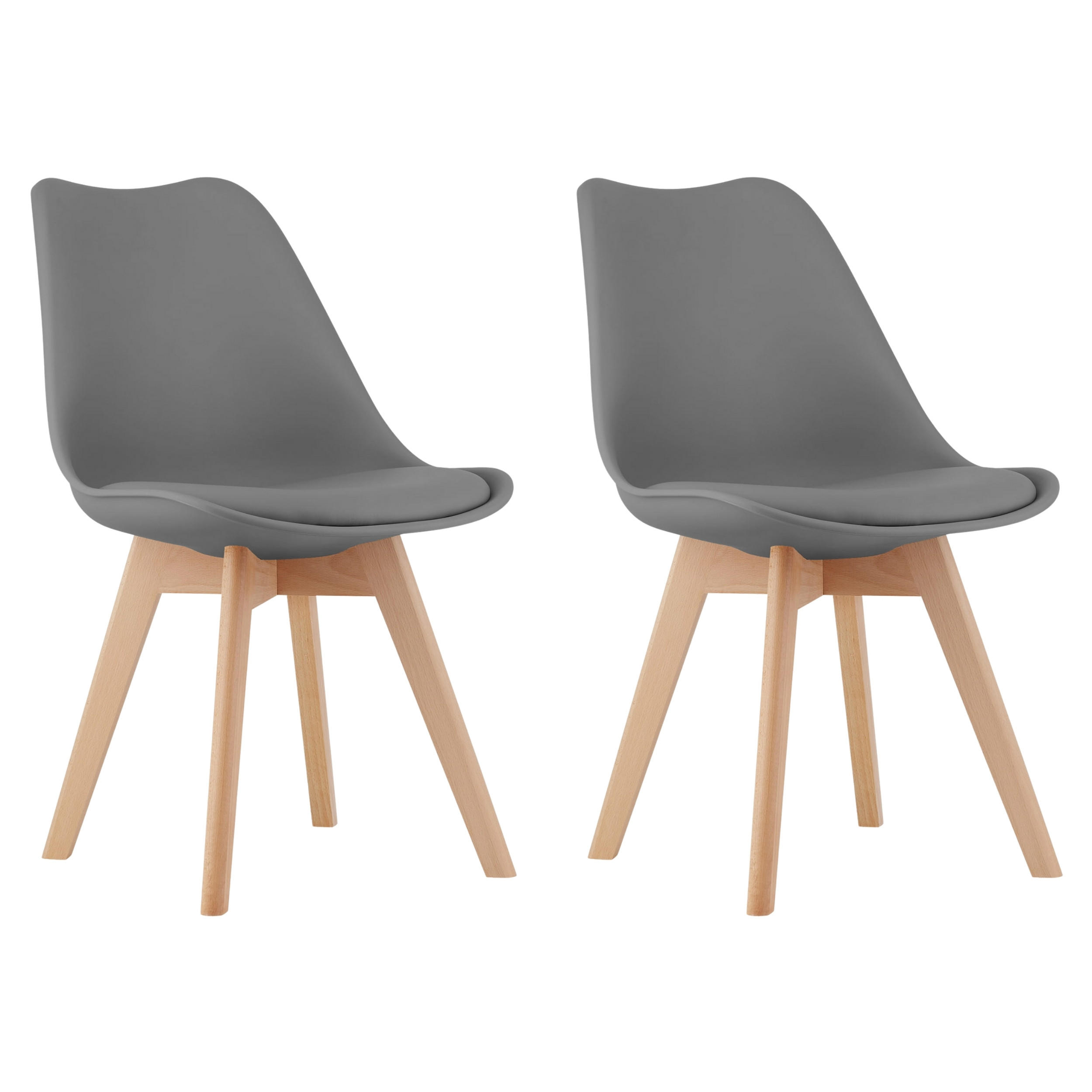 STUHL DOZZA 2-er Set, Grau Kissen aus Kunstleder - Hellgrau, Holz/Kunststoff (49/82/43cm) - Komodee