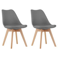 STUHL DOZZA 2-er Set, Grau Kissen aus Kunstleder - Hellgrau, Holz/Kunststoff (49/82/43cm) - Komodee