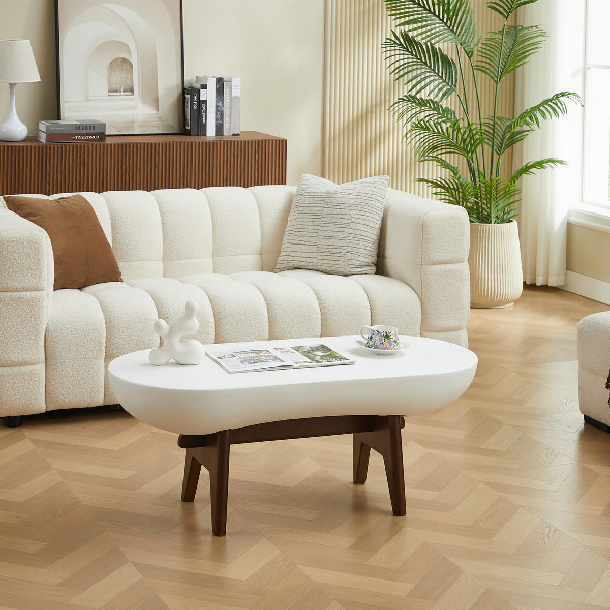 COUCHTISCH Rund Weiß 50 X 110 X 43 cm - Weiß, Metall (110/50/43cm) - Nordlys