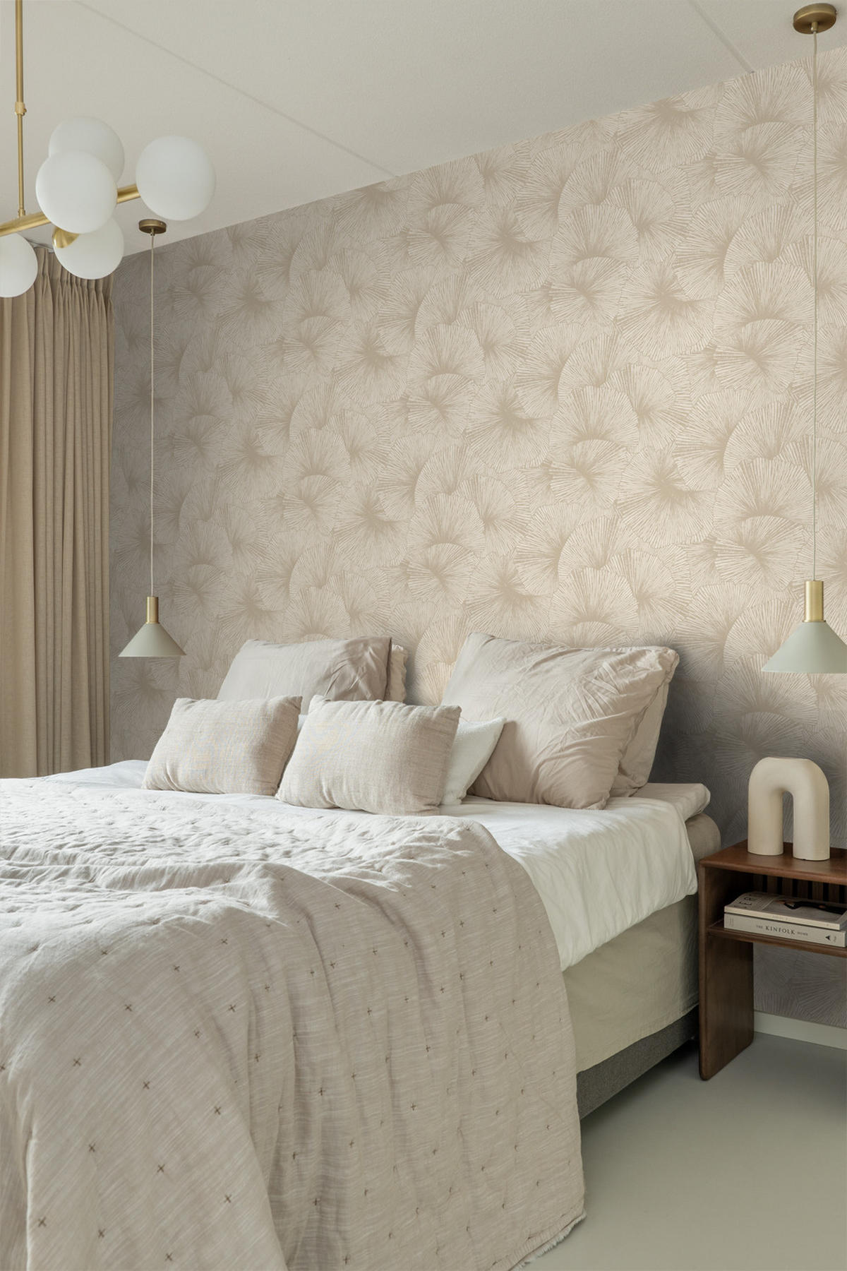 TAPETE 3D Muster Blätter 53 cm x 10.05 m - Beige, Papier (53/1000cm) - Origin Wallcoverings