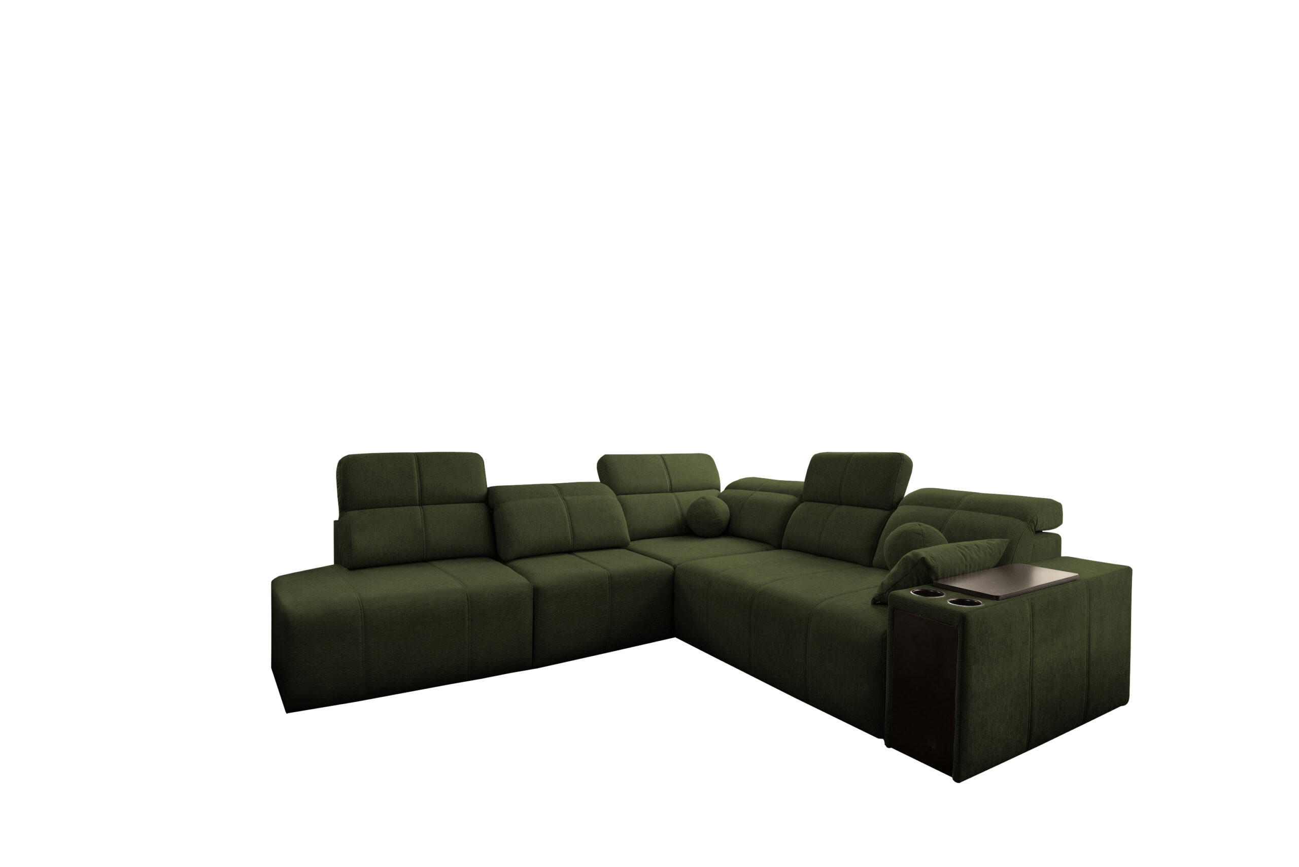 ECKSOFA Mindy IX Mit Schlaffunktion, Verstellbarer Rückenlehne Stoff Verita Dunkelgrün Links - Dunkelgrün, Holz (288/300cm) - Kaiser Möbel