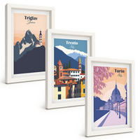 BILDER SET 3er Set - 20x30 cm Weißer Rahmen - Retro-Illustrationen zur Bergarchitektur - Weiß, Kunststoff (20/30cm) - TULUP