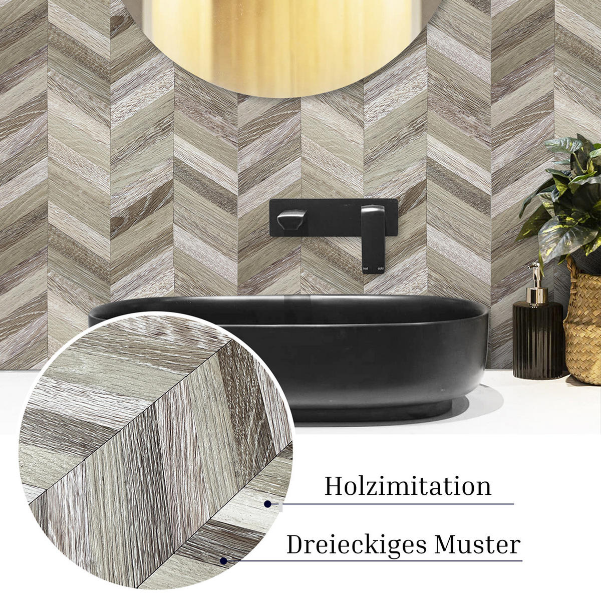 FLIESENAUFKLEBER 1 Stück 29,6 x 25,3 cm Selbstklebende Fliesen – Pesca Legno - Grau, Kunststoff (25.3/0.3/29.6cm) - Mazovia