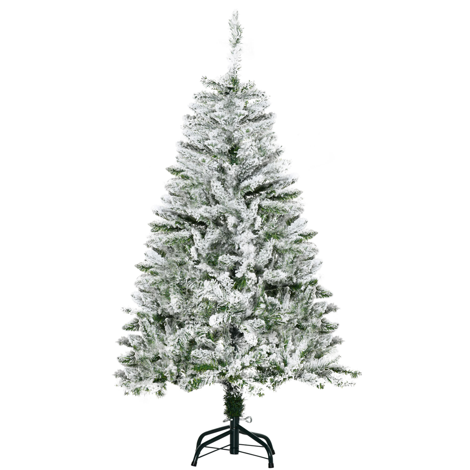 KÜNSTLICHER Weihnachtsbaum, 120 cm Kunstkiefer mit Kunstschnee, Indoor - Weiß/Grün, Kunststoff/Metall (120cm) - HOMCOM