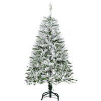 KÜNSTLICHER Weihnachtsbaum, 120 cm Kunstkiefer mit Kunstschnee, Indoor - Weiß/Grün, Kunststoff/Metall (120cm) - HOMCOM