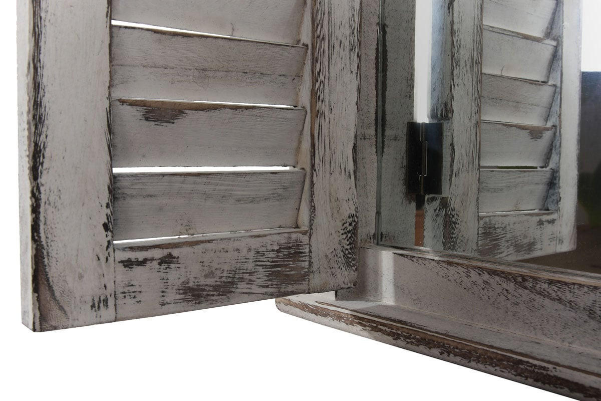 WANDSPIEGEL MIT FENSTERLÄDEN Hellgrau - Hellgrau, Holz (42/53/5cm) - MCW