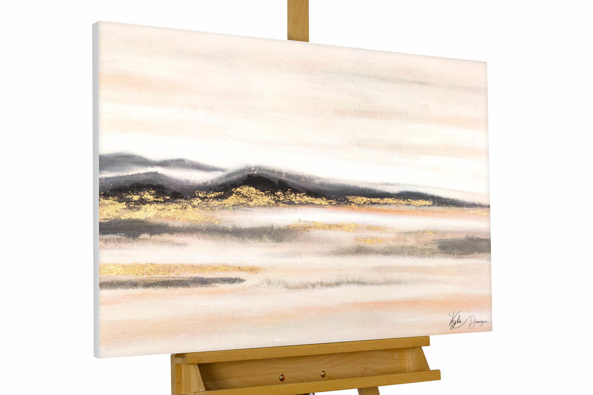 ACRYLBILD HANDGEMALT 100/75 cm - Beige/Schwarz, Holz/Textil (100/75cm) - KUNSTLOFT