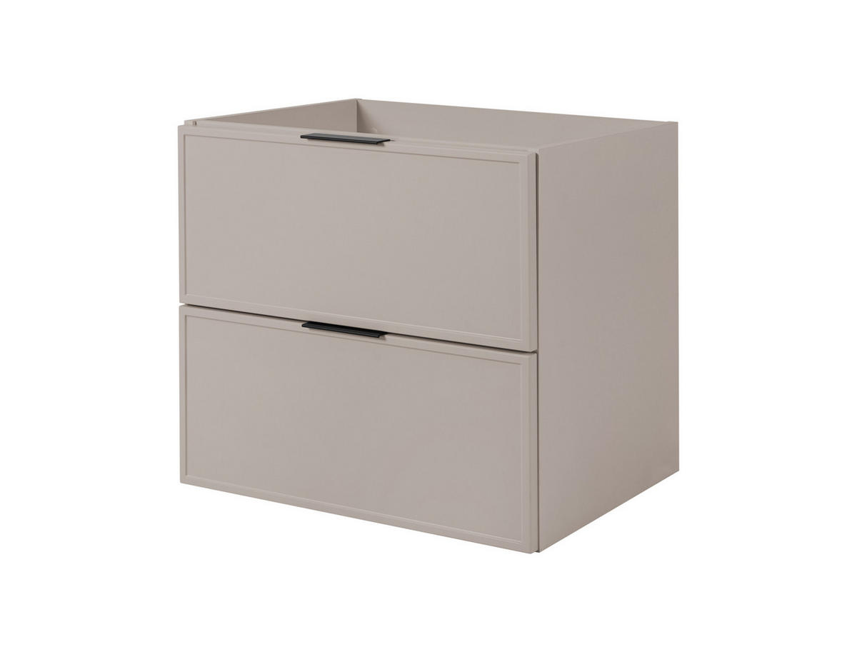 BADEZIMMERSCHRANK, Kaschmir, Schwarze Griffe, 140 ( 2 x 60 + 20) x 46 x 57 cm - Kaschmir/Schwarz, Holzwerkstoff/Kunststoff (140/57/46cm) - 3XE LIVING