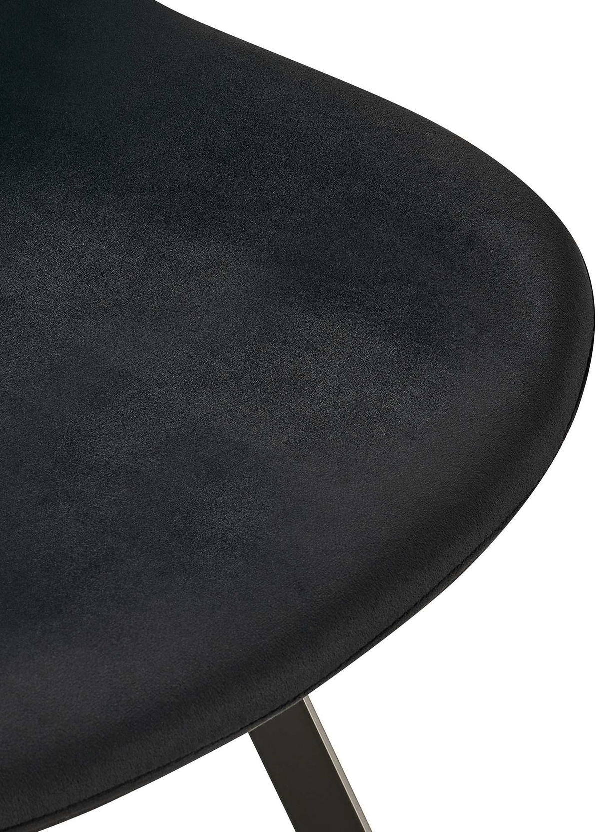 STUHL Samt schwarz - Schwarz, Textil/Metall (53/89/59cm) - CLP