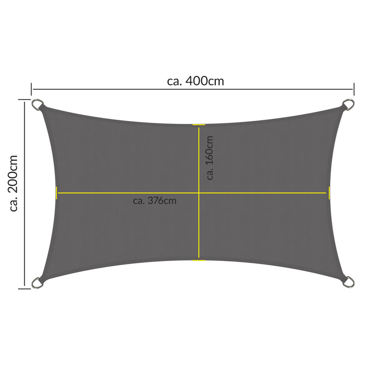 SONNENSEGEL SolVision PS9 200/400 cm rechteckig Anthrazit PE - Anthrazit, Kunststoff (400/200cm) - Sol Royal