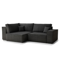 ECKSOFA MIT SCHLAFFUNKTION Tonga Anthrazit Samtstoff - Anthrazit/Schwarz, Holz/Holzwerkstoff (105/225cm) - Maison de Reve