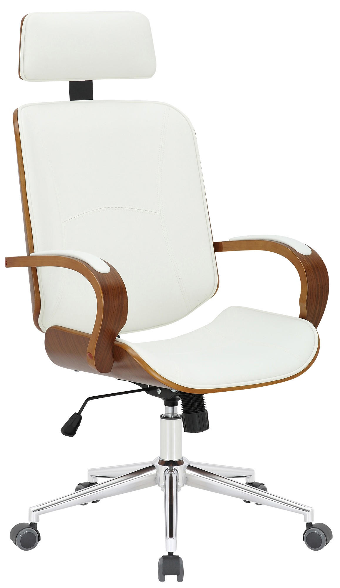 DREHSTUHL Lederlook Walnuss/Weiß - Walnussfarben/Weiß, Textil/Metall (70/118/70cm) - CLP