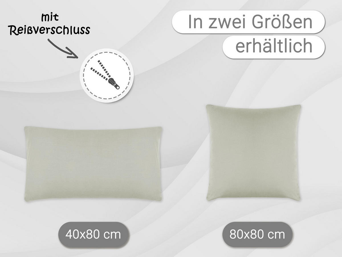 KISSENBEZUG, 2er-Set, 40x80 cm, 100% Baumwolle, Grau - Hellgrau, Textil (40/80cm) - Zollner