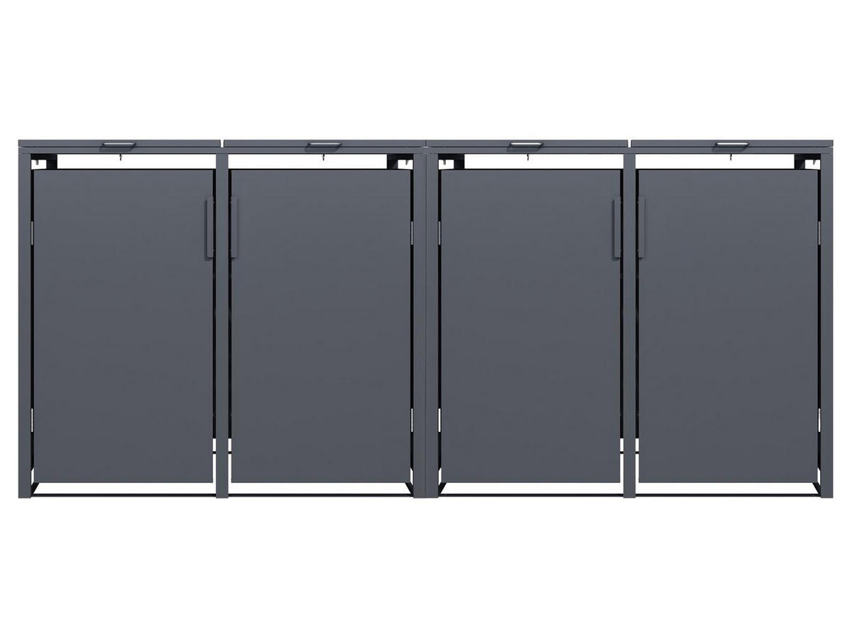 4ER Mülltonnenbox, 2x 2er Box für 4 Mülltonnen, 264x80x116cm, Stahl, anthrazit - Grau, Kunststoff (80/175/120cm)