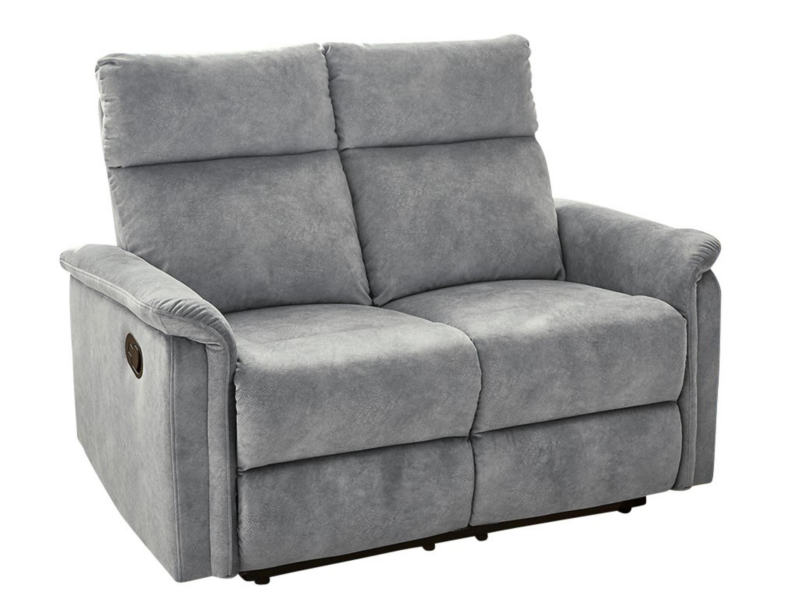 2-SITZER-RELAXSOFA Federkern, Liegefunktion verstellbar durch halbautomatische Relaxfunktion B130/T90/H100 cm, Velours Vintage Grau / 15127 - Hellgrau/Schwarz, Textil (130/100/90cm) - luma-home