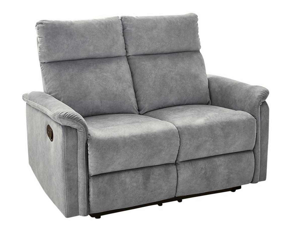 2-SITZER-RELAXSOFA Federkern, Liegefunktion verstellbar durch halbautomatische Relaxfunktion B130/T90/H100 cm, Velours Vintage Grau / 15127 - Hellgrau/Schwarz, Textil (130/100/90cm) - luma-home