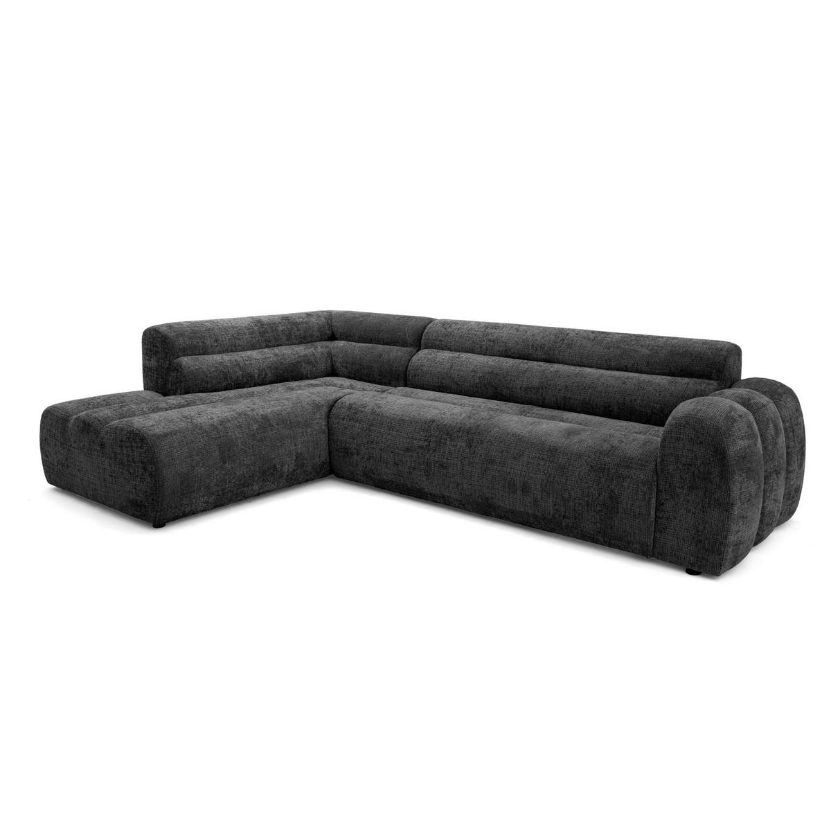 4-SITZER modulares Ecksofa VEER L Links, 283 x 190 cm, Chenille Webstoff Anthrazit - Anthrazit/Schwarz, Holz/Kunststoff (283/190cm) - Muffo