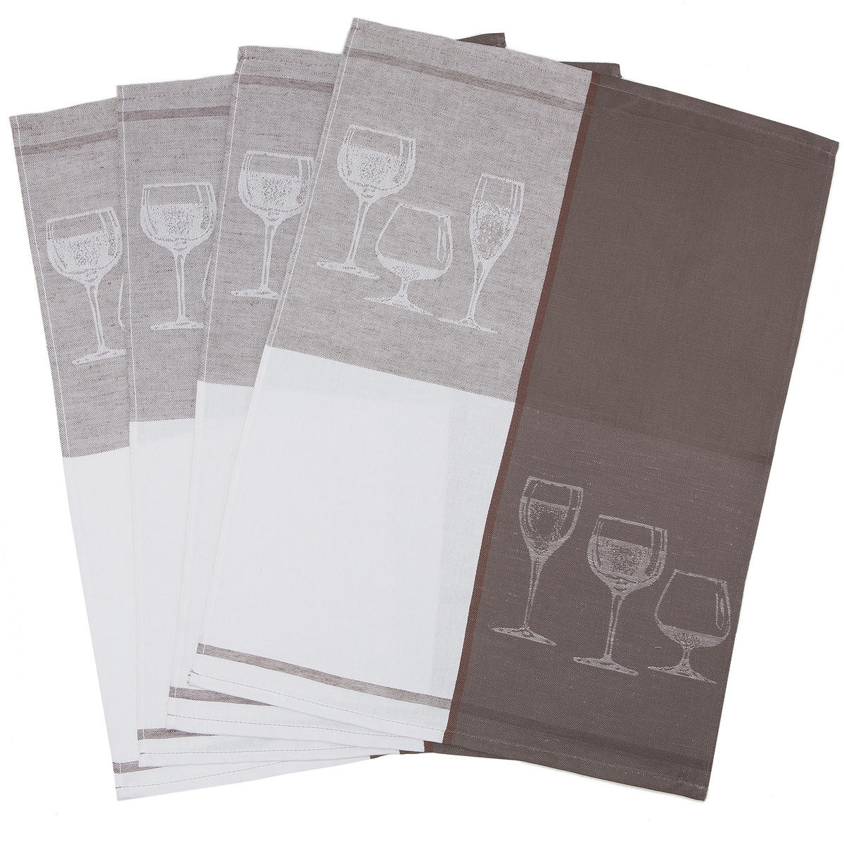 GESCHIRRTÜCHER, 4er-Set, 50x70 cm, 50% Baumwolle, 50% Leinen, Braun - Braun, Textil (50/70cm) - Zollner