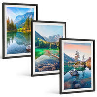 BILDER SET 3er Set - 40x60 cm Schwarzer Rahmen - Naturlandschaft der Bergseen - Schwarz, Kunststoff (40/60cm) - TULUP