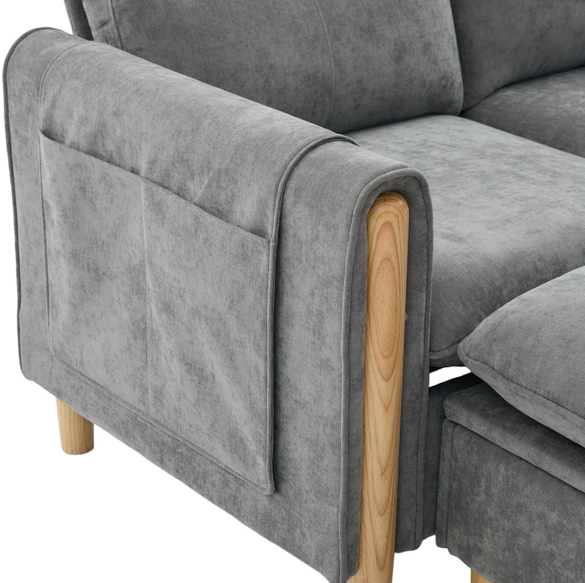 SOFA mit Stauraum 261 x 77 x 86 cm Hellgrau - Hellgrau, Holz (77/86/261cm) - Meubliv