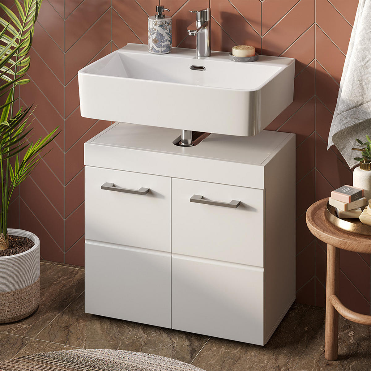 ZÁKLADNÍ SKŘÍŇKA POD UMYVADLO Luna Bílá - bílá, kompozitní dřevo (60/56/34cm) - Vicco