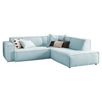 ECKSOFA SAMU Hellblau Cord - Schwarz/Hellblau, Textil (254/224cm) - KAWOLA