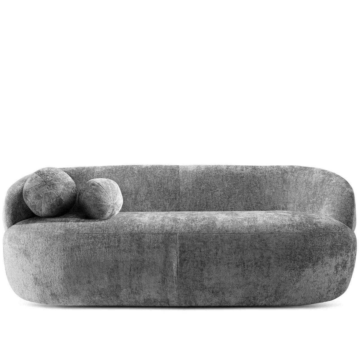 3-SITZER-SOFA NELUM, Chenille-Stoff, Grau - Schwarz/Grau, Holz/Holzwerkstoff (190/68/88cm) - KONSIMO®