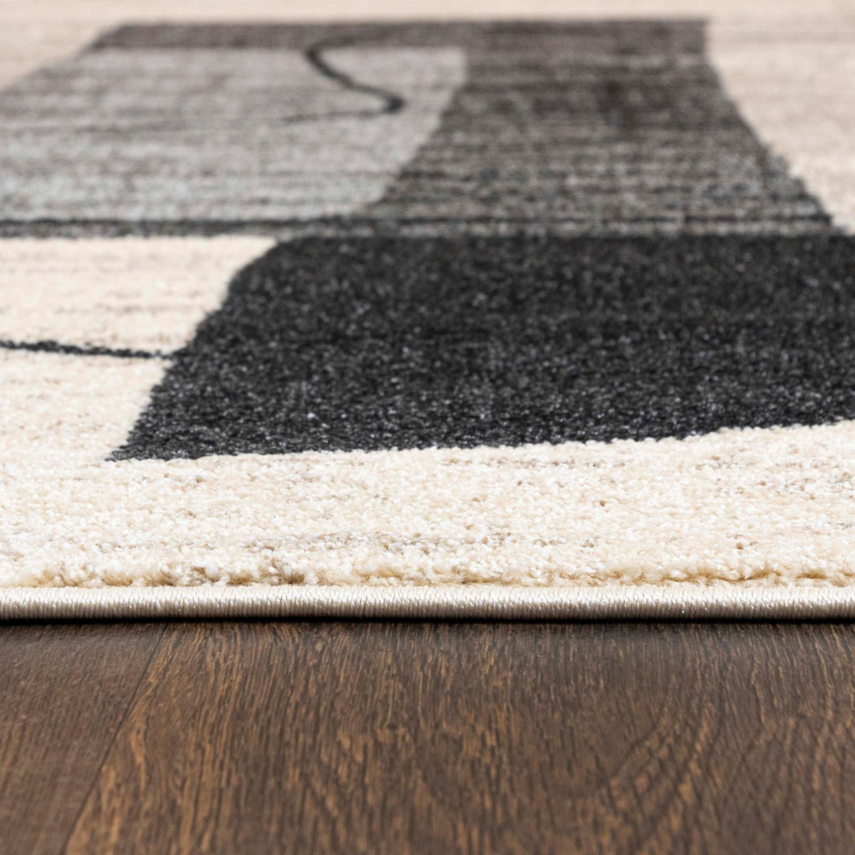 TEPPICH Beige Geometrisch In-Outdoor Pflanzlich Kurzflor Rechteckig 160 x 230 cm - Dunkelgrau, Textil (160/230cm) - Mazovia