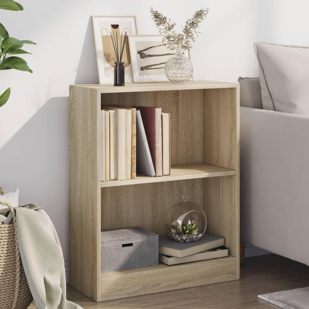 BÜCHERREGAL mit 2 Fächern 60/24/76 cm aus Holzwerkstoff Sonoma-Eiche Dekor - Sonoma Eiche, Holz (60/76/24cm) - vidaXL