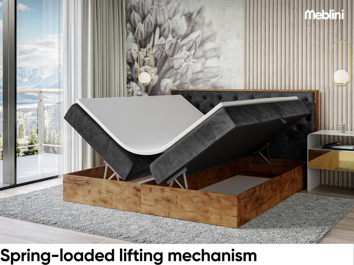 BOXBETT Lofty 3 - Schwarz, Holzwerkstoff/Textil (140/200cm) - Meblini