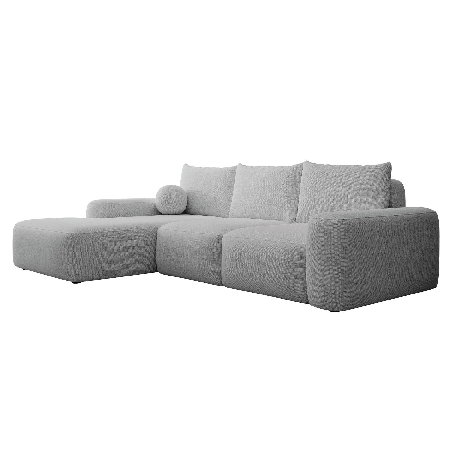 ECKSOFA Carnos mit Ballkissen, Grau Chenille, linksseitig - Schwarz/Grau, Kunststoff/Textil (264/162cm) - Selsey