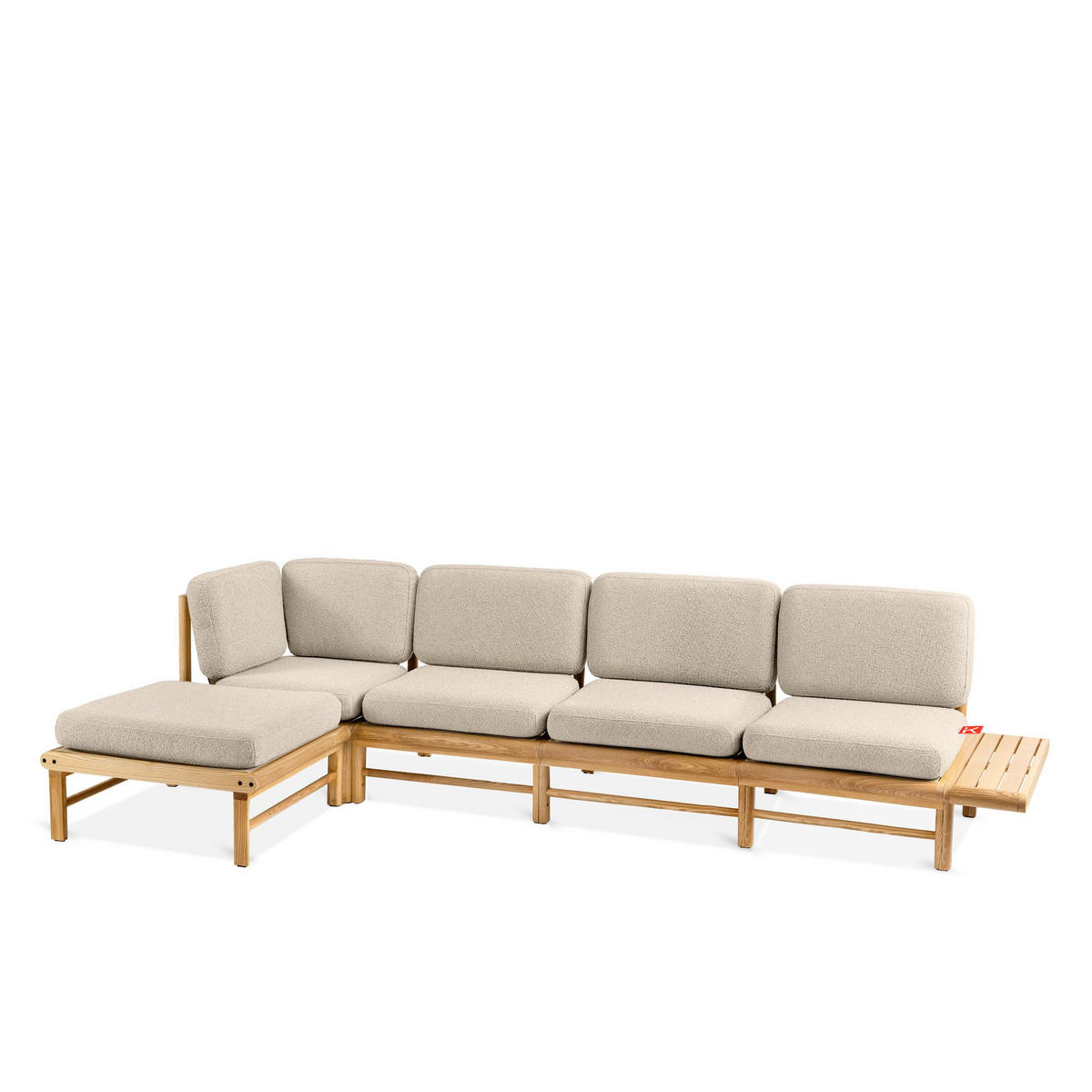 LOUNGESOFA ATREDA links - Creme, Holz/Textil (315/80/150cm) - KONSIMO®