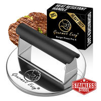 BURGERPRESSE Edelstahl,Burgerpresse, Edelstahl, 2lb Smasher mit hitzebeständigem Griff - Edelstahlfarben, Metall (15.2/7/15.2cm) - Gourmet Easy