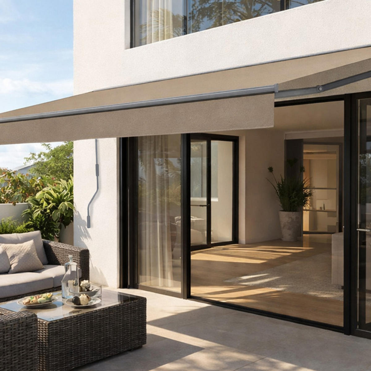 MARKISE adro taupe fris 3 95 x 3 m aus aluminium manuell - Taupe, Metall (300/14/395cm) - Concept Usine