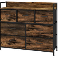 KOMMODE 98/29/85 cm mit 7 Stoffschubladen und Stahlrahmen - Braun, Holzwerkstoff (98/85/29cm) - BEAOK