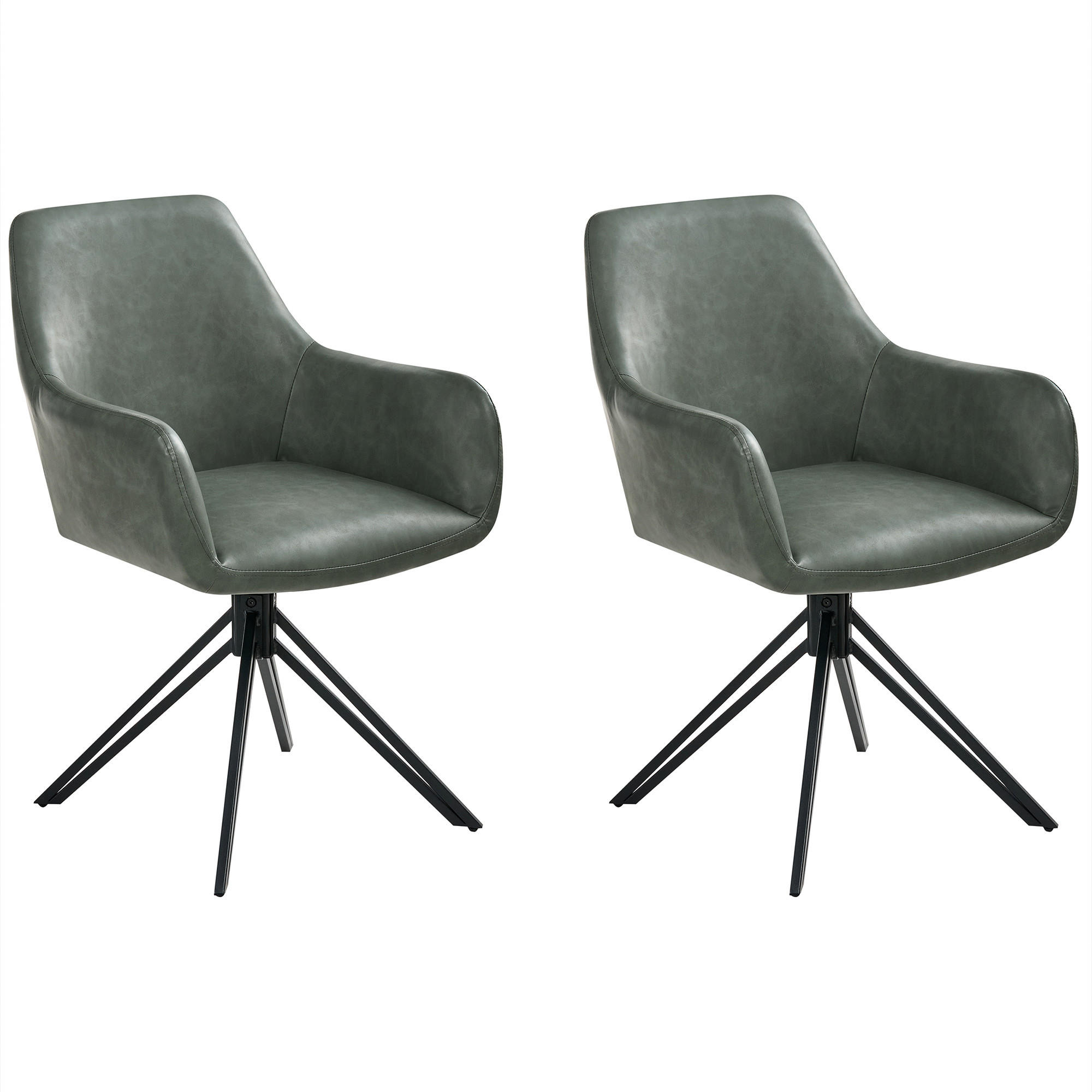 ESSZIMMERSTUHL 2er-Set Kunstleder Dunkelgrün Sansarc - Schwarz/Grün, Kunststoff (57/85/59cm) - Beliani