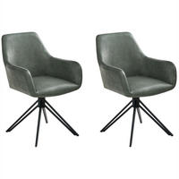 ESSZIMMERSTUHL 2er-Set Kunstleder Dunkelgrün Sansarc - Schwarz/Grün, Kunststoff (57/85/59cm) - Beliani