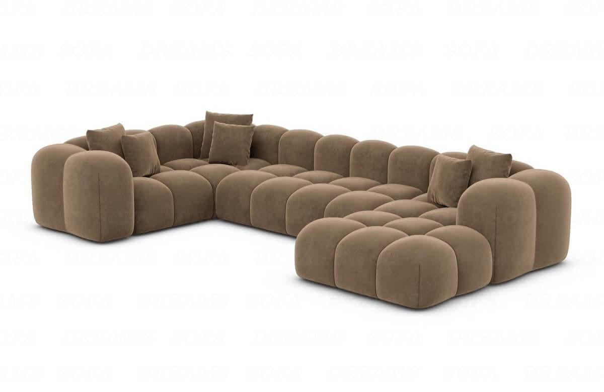 WOHNLANDSCHAFT Cloud Braun Samtstoff - Braun, Kunststoff (314/72/184cm)