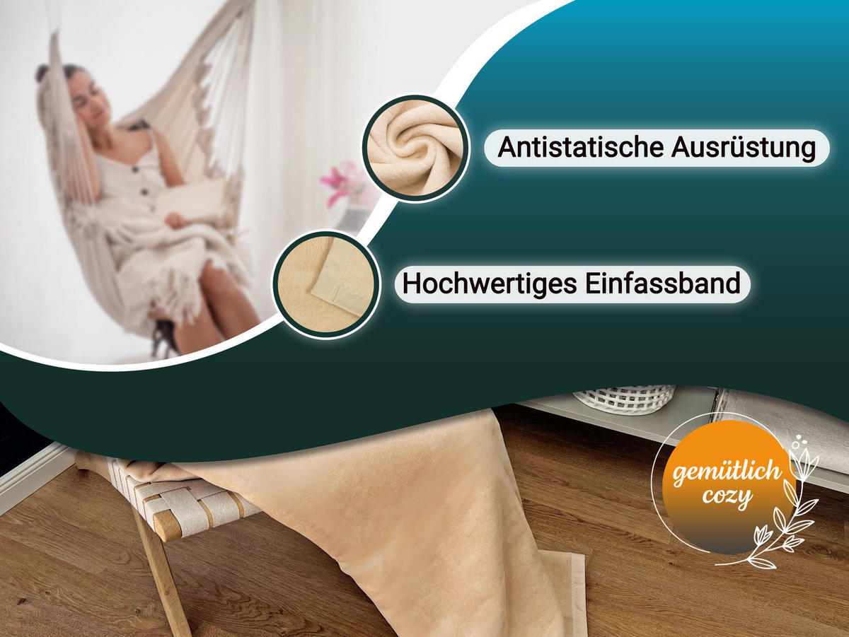 KUSCHELDECKE, 220x240 cm, 60% Baumwolle, 40% Polyacryl, Braun - Beige, Naturmaterialien (220/240cm) - Zollner