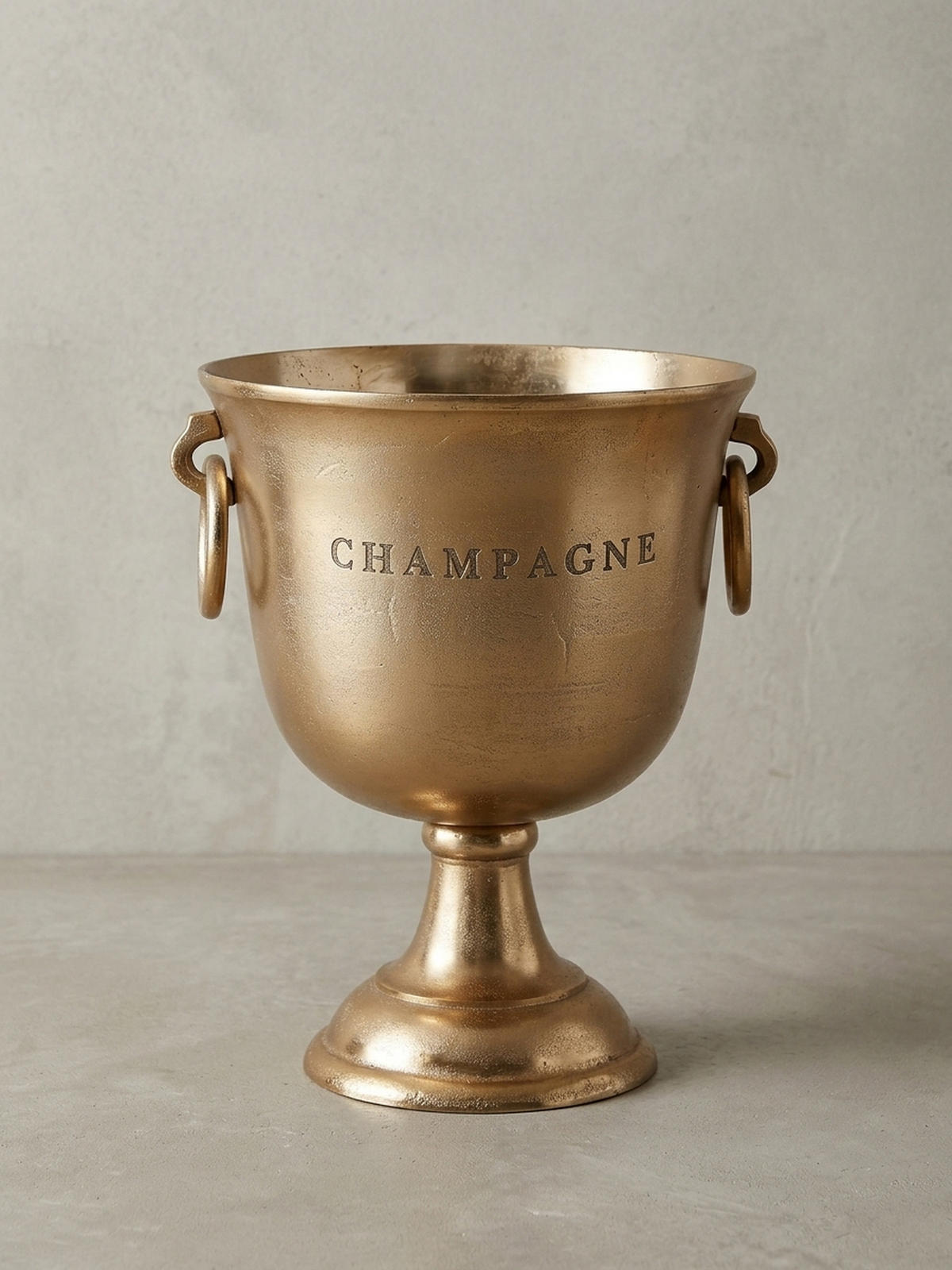 CHAMPAGNERKÜHLER Aluminium Modern 2 Flaschen Ringgriffe ALBEGNA, Gold 29x29x38 cm - Goldfarben, Metall (18/38cm) - KADIMA DESIGN
