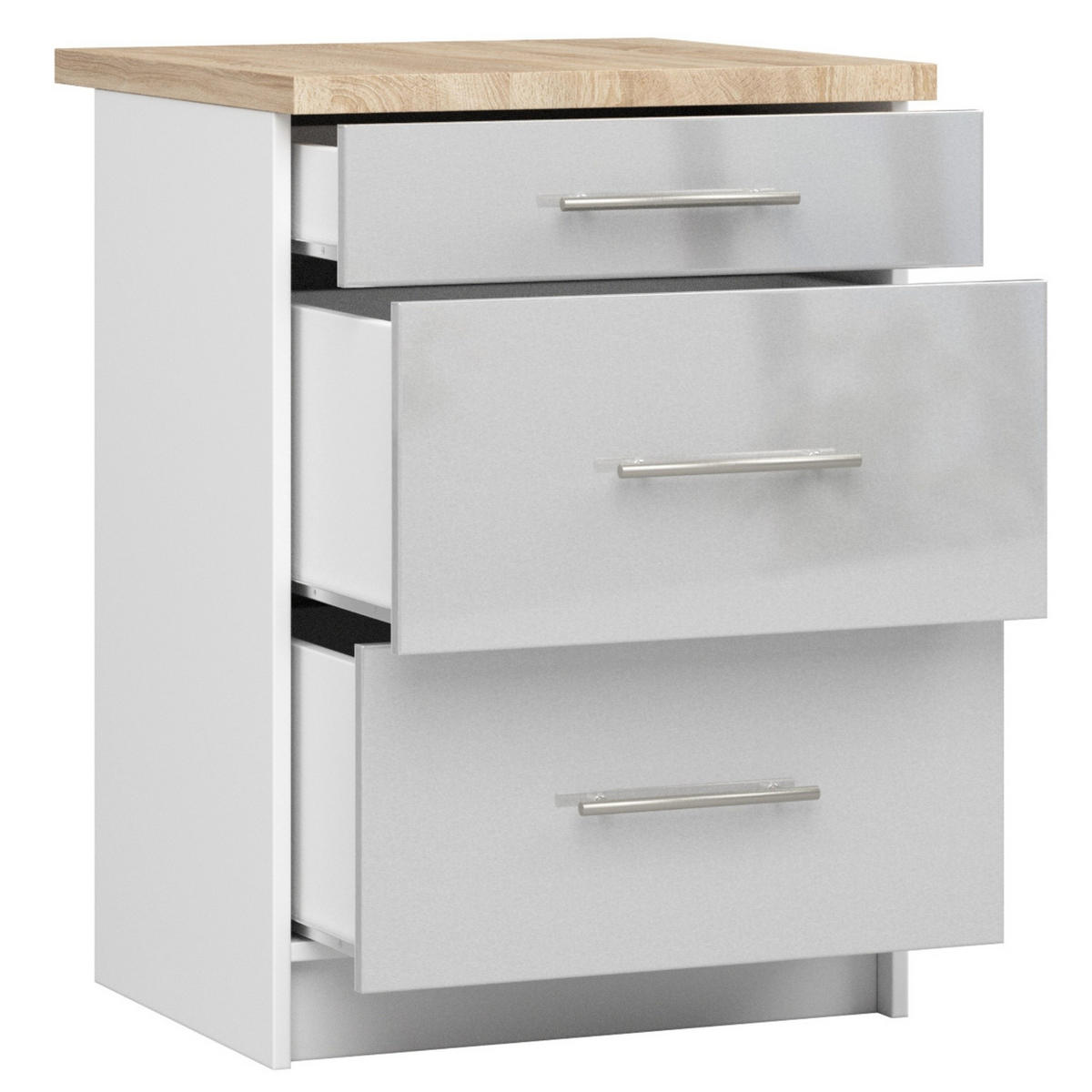 UNTERSCHRANK Weiß, Metallisch Glanz 85/60/46 - Weiß/Grau, Holzwerkstoff (60/85/46cm) - RAUMHIRSCH FURNITURE