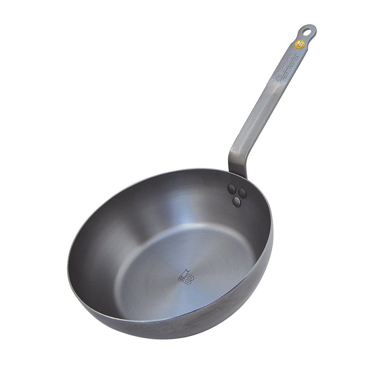 KASSEROLLE Bratpfanne Mineral B - ø 24 cm / 2.5 Liter - ohne Antihaftbeschichtung - Silberfarben, Metall (24cm) - De Buyer
