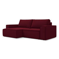 ECKSOFA mit Schlaffunktion Samt Stoff Rot - Bordeaux/Rot, Kunststoff/Textil (148/257cm) - Makamii