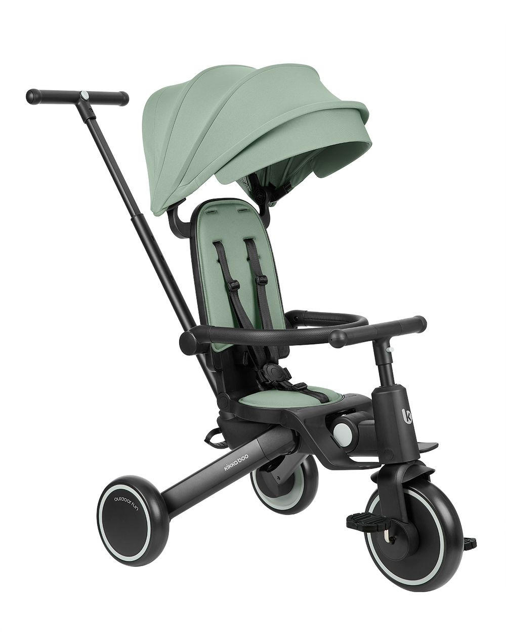 DREIRAD 5 in 1 Trix 2 grün zusammenklappbar, verstellbare Rückenlehne, Gurt - Grün, Metall (54/52/98cm) - Kikka boo