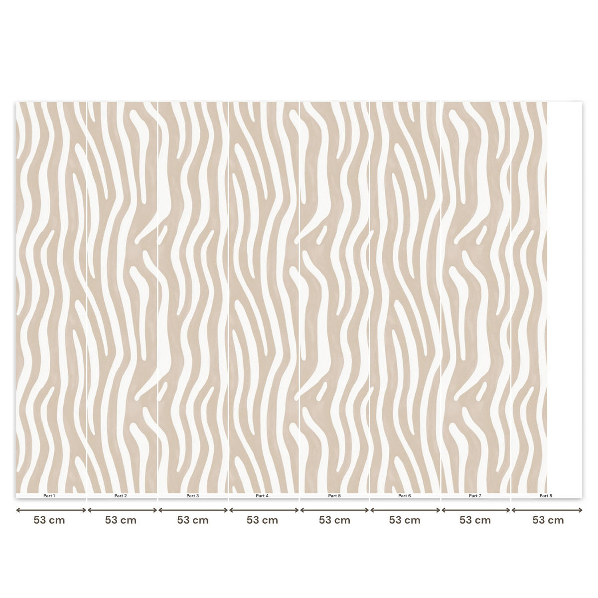 TAPETE - Abstrakt - Zebra - Beige - 400x300 cm - Beige, Papier (400/300cm) - OnlyWow