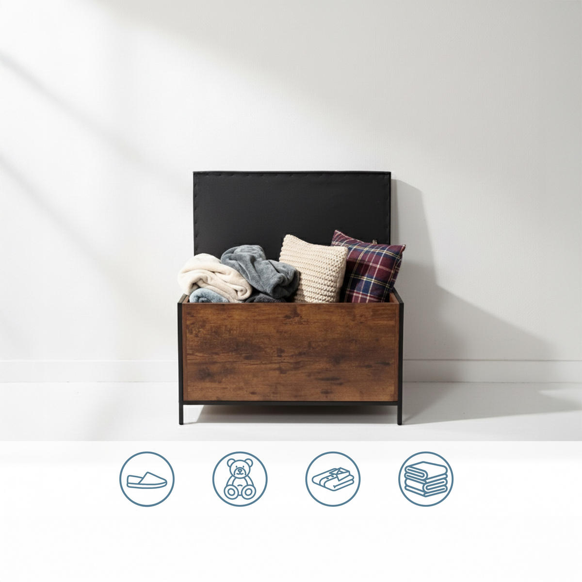 TRUHENBANK - Multicolor, Holzwerkstoff/Kunststoff (80/50/40cm) - Relaxdays