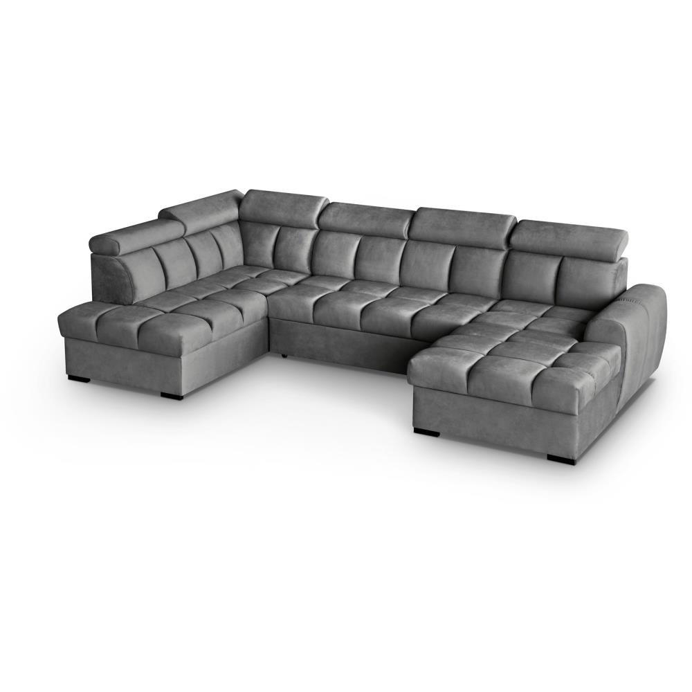 WOHNLANDSCHAFT Gomez U mit Schlaffunktion grau links - Grau, Textil (330/102/195cm) - Beautysofa