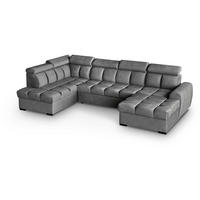 WOHNLANDSCHAFT Gomez U mit Schlaffunktion grau links - Grau, Textil (330/102/195cm) - Beautysofa